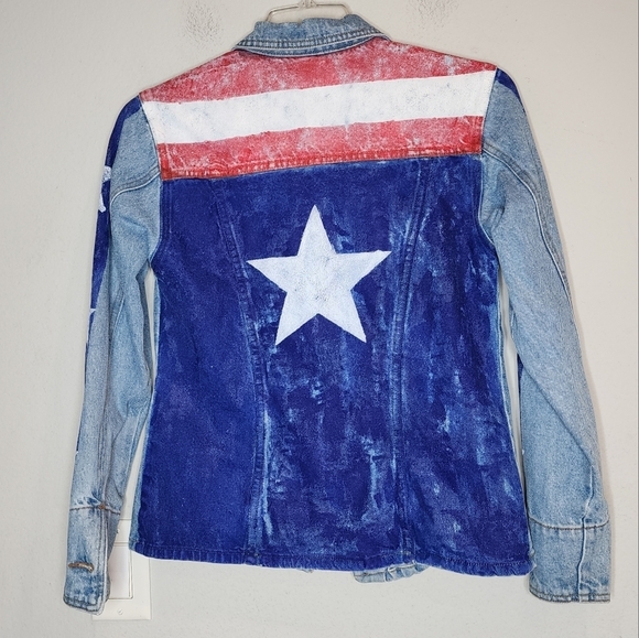 Moda Int'l Star stripes painted denim jacket marvel dr strange size small - Picture 12 of 16